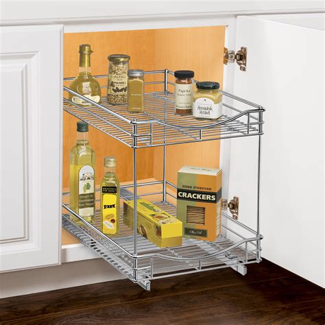 two tier stainless steel cabinet pull out shelves|2 tier pull out shelves.